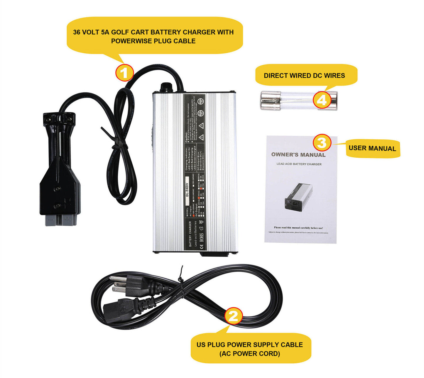 findmall 36V Volt Golf Cart Battery Charger Fit For MARATHON SB50 EZ GO Club Car 83-94