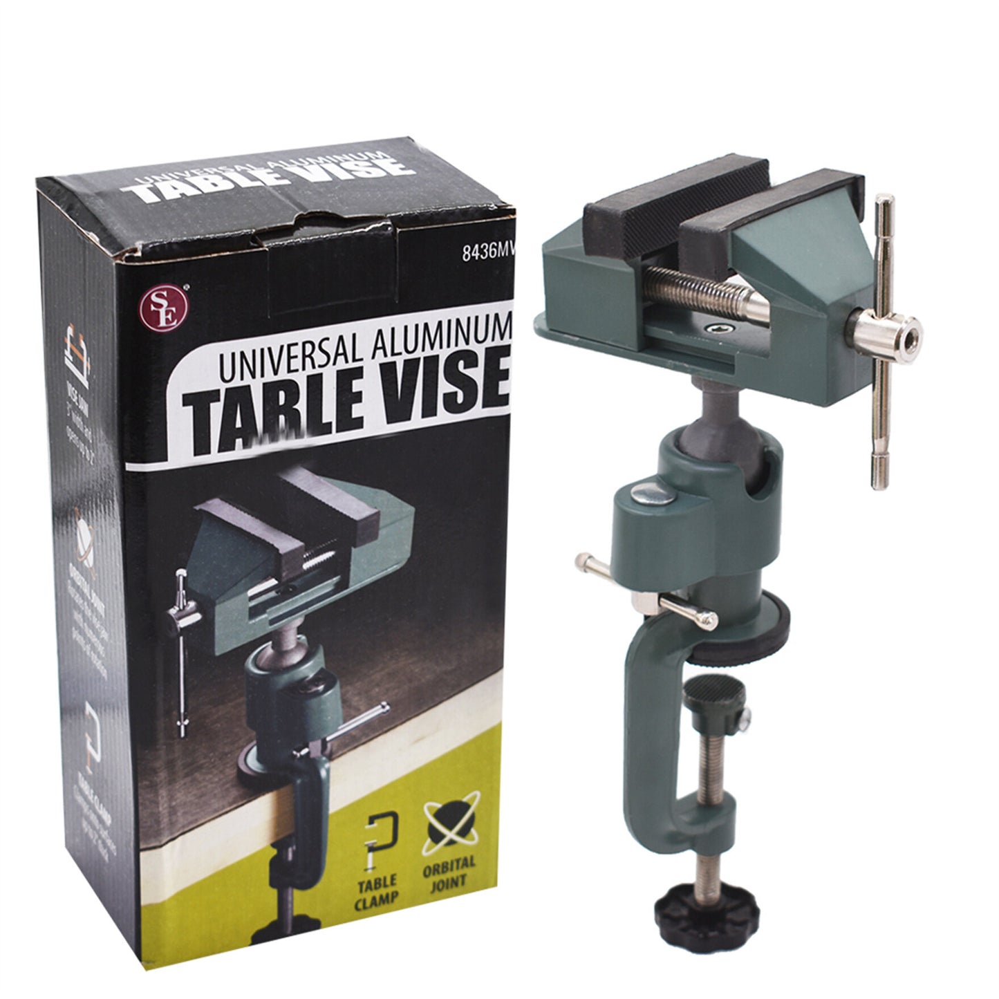 findmall Universal Table Vise 3" Aluminum Swivel Bench Vise 360 Degrees Rotating Fit for Holding Small Parts in Jewelry Hobby Model Making Electronics and More