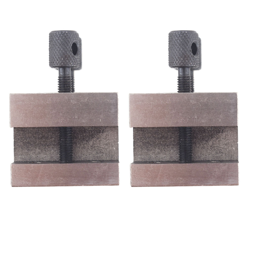 findmall V Block with Clamp Set Hardened Steel 90 Degree Angle Accuracy V Block Set 1-3/8 x 1-3/8 x 1-3/16 Multi-use Gauge Gage Machinist Tool with Wooden Case