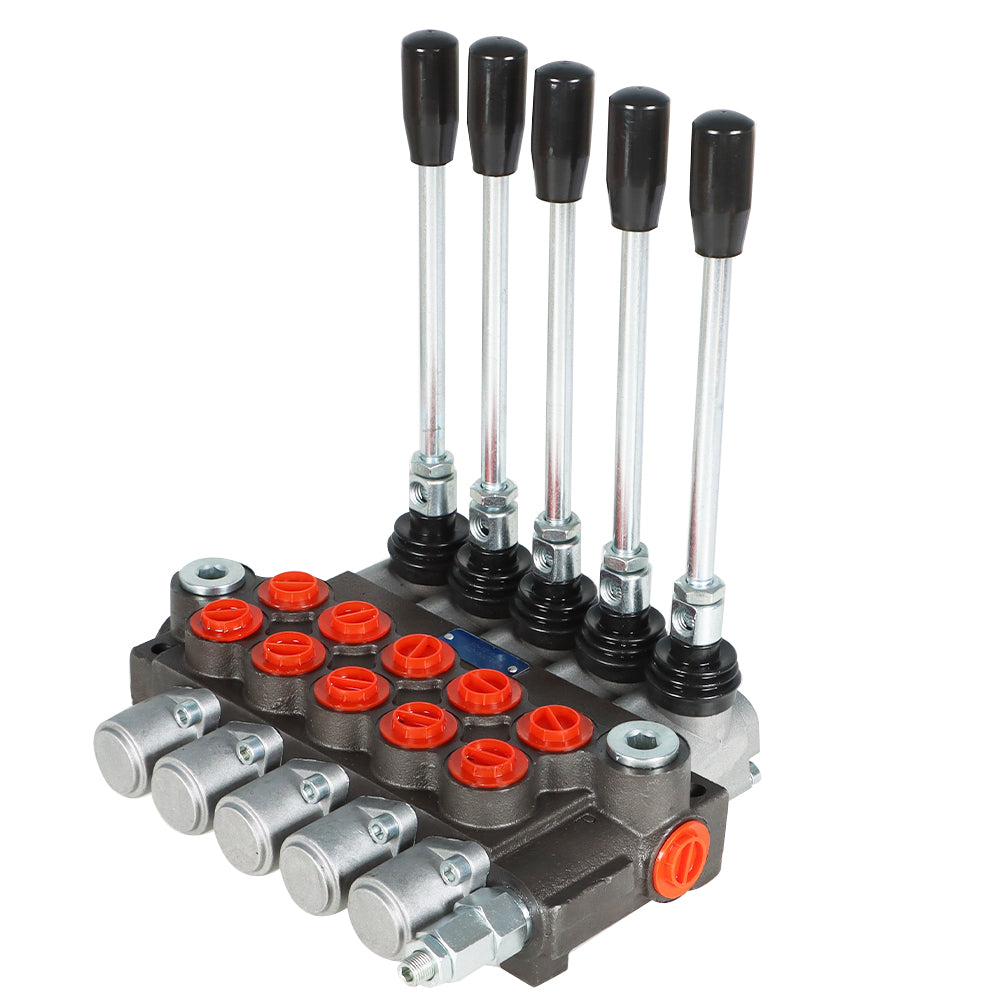 findmall 5 Spools 13 GPM Hydraulic Directional Control Valve 3600Psi SAE Ports NEW