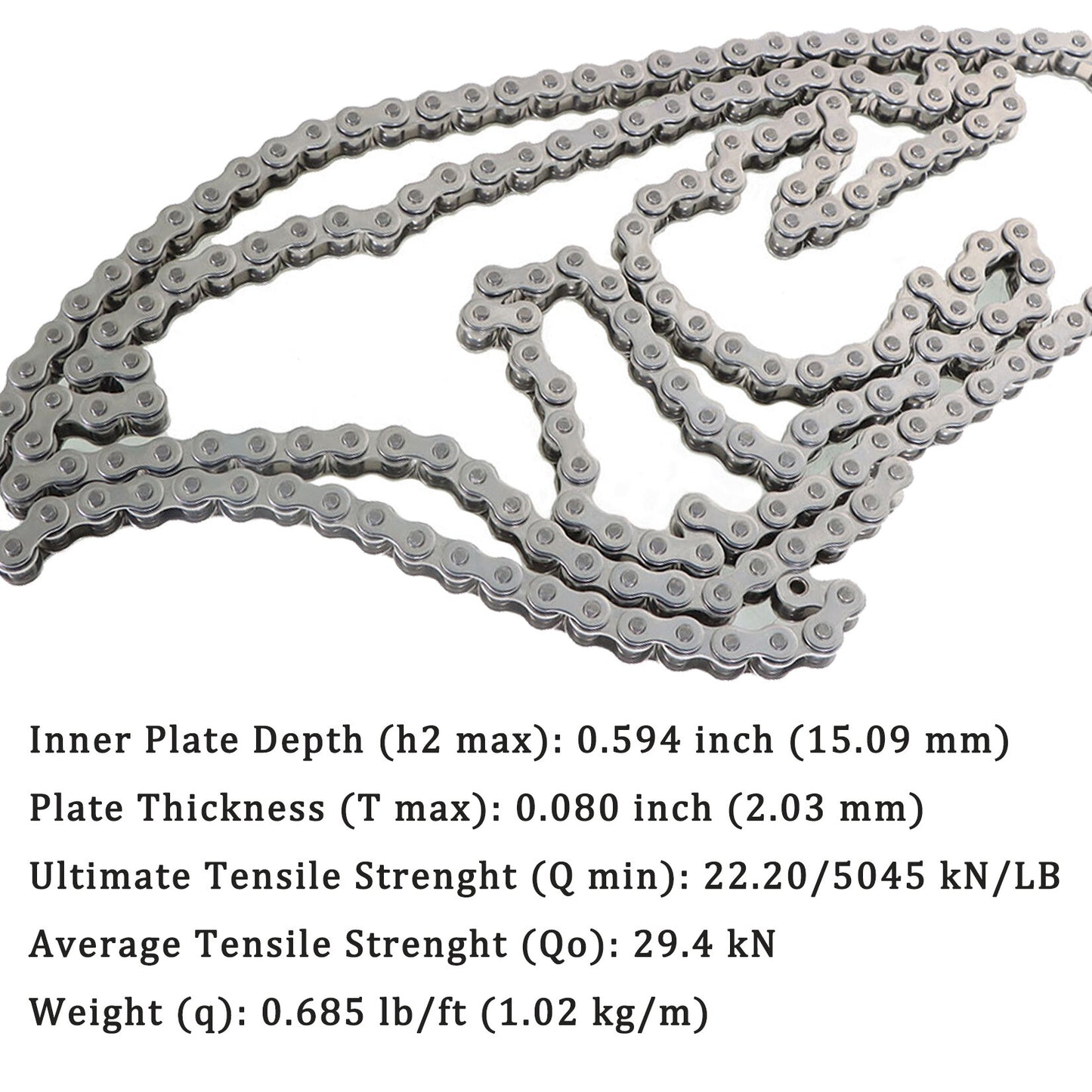 findmall 50SS Roller Chain 10 Feet with 2 Free Connecting Links, 192 Links, Stainless Steel
