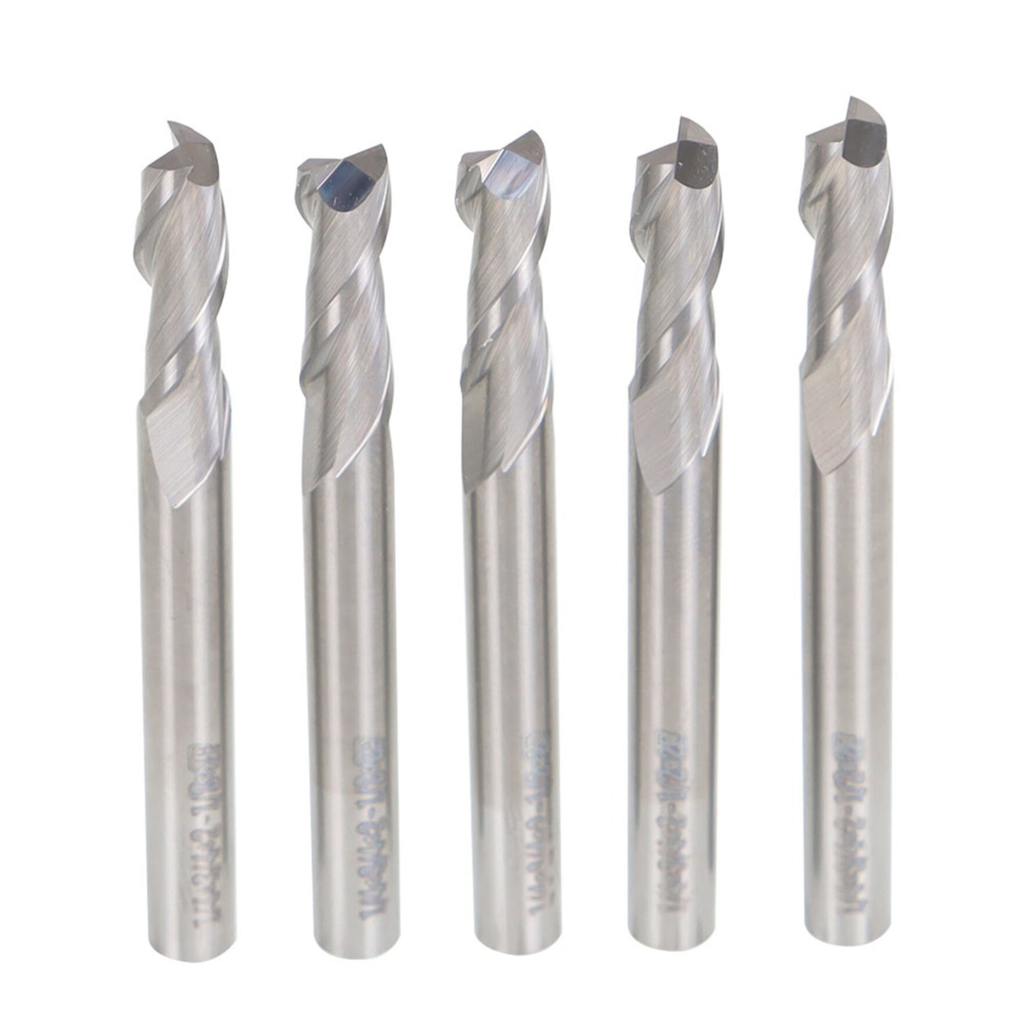 findmall 5Pcs 1/4 Inch Helix Carbide End Mill Tialn Coated 2 Flute 3/4 Inch Length of Cut Fit for Aluminum Cut Non-Ferrous Metal Upcut CNC Spiral Router Bit