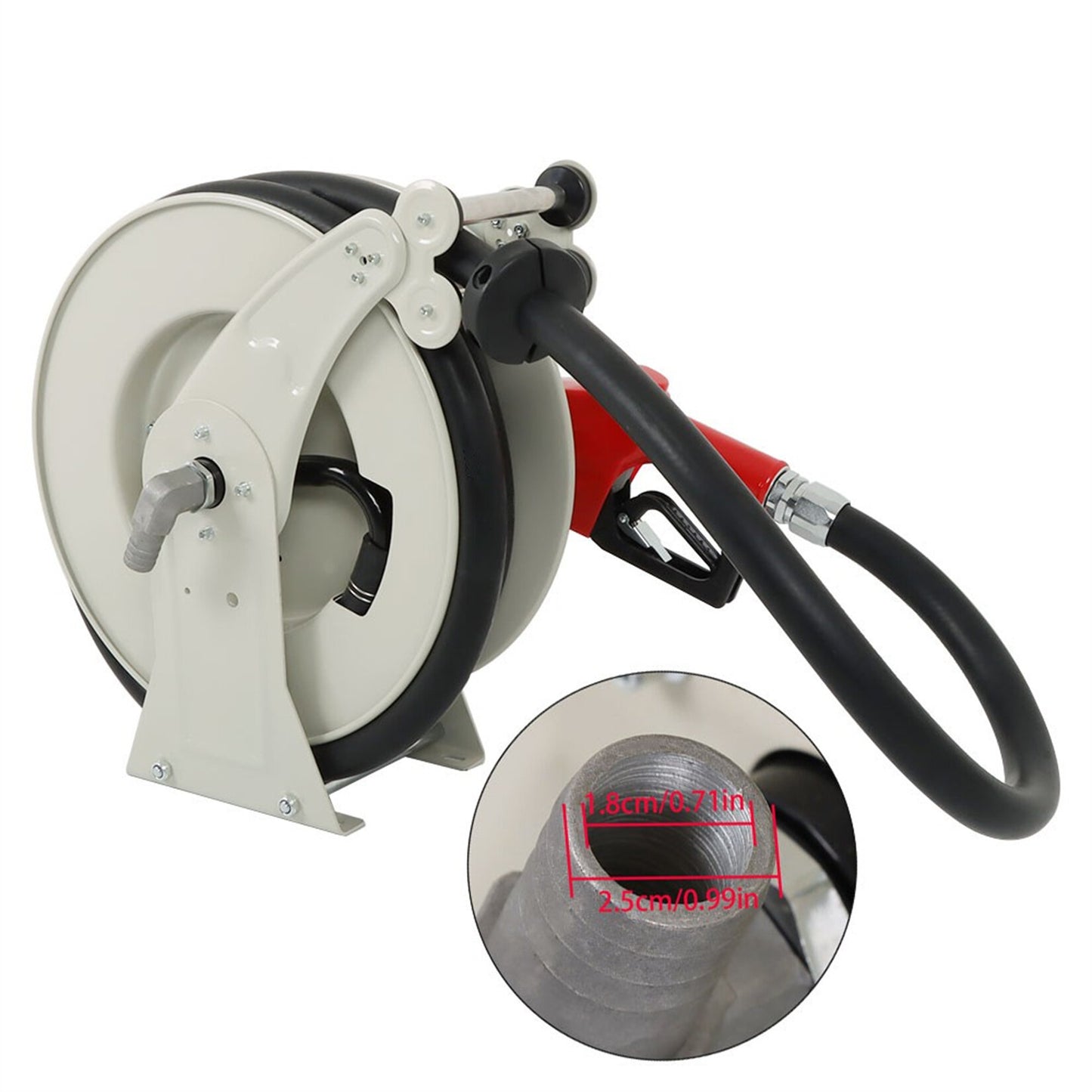 findmall 1 Inch x 33 Ft Diesel Fuel Hose Reel with Fuel Nozzle Heavy Duty Steel Retractable Hose Reel