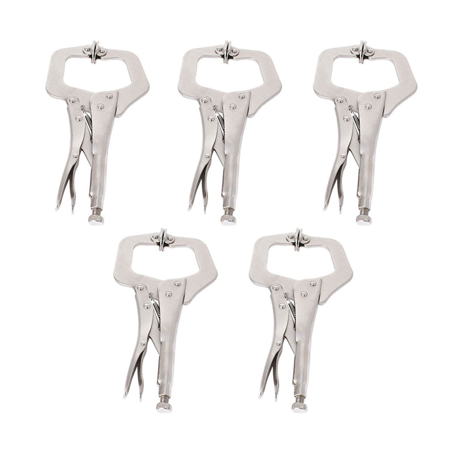 11" Locking C-Clamp 5Pack Locking Pliers Adjustable Welding Clamps w/Regular Tip and Swivel Pad for Shop Home Farm and Automotive