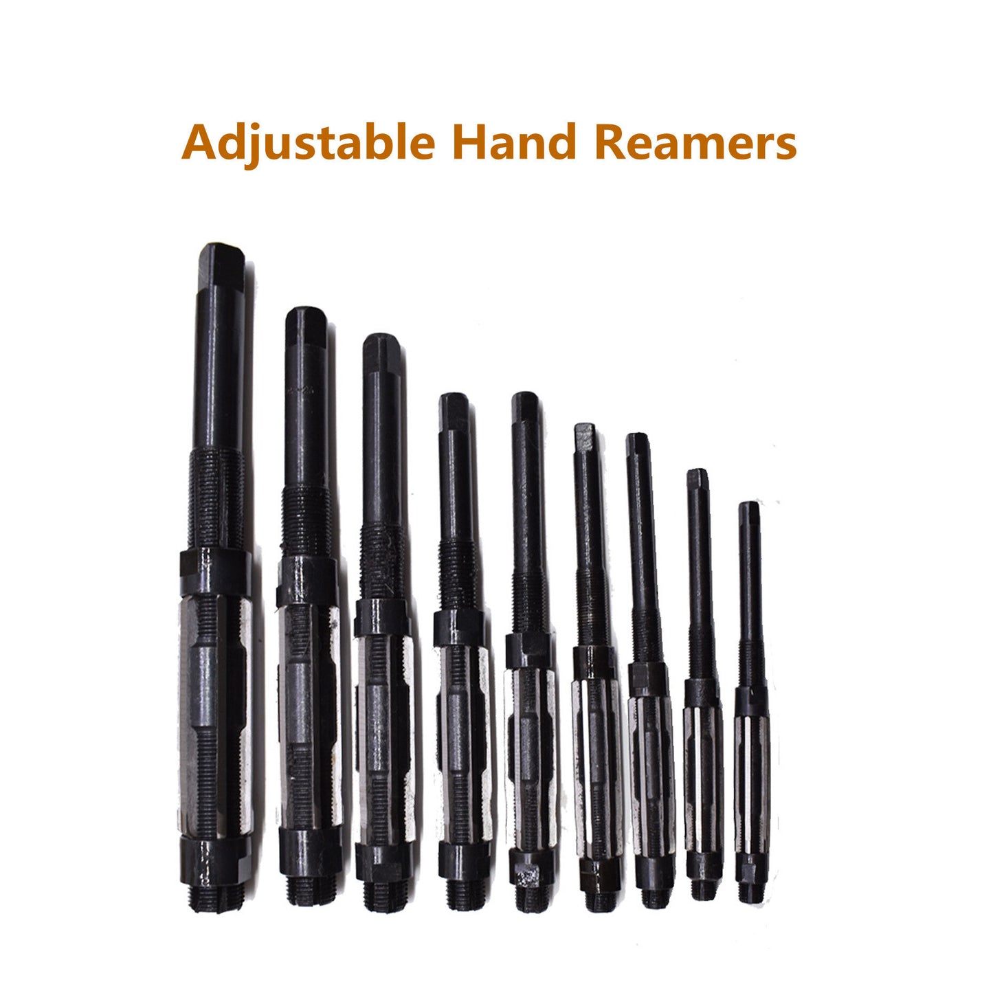 findmall 9 Set High Speed Steel Adjustable Hand Reamers 15/32 Inch to 1-5/32 Inch Fit for Drilling Machine and Other Machine