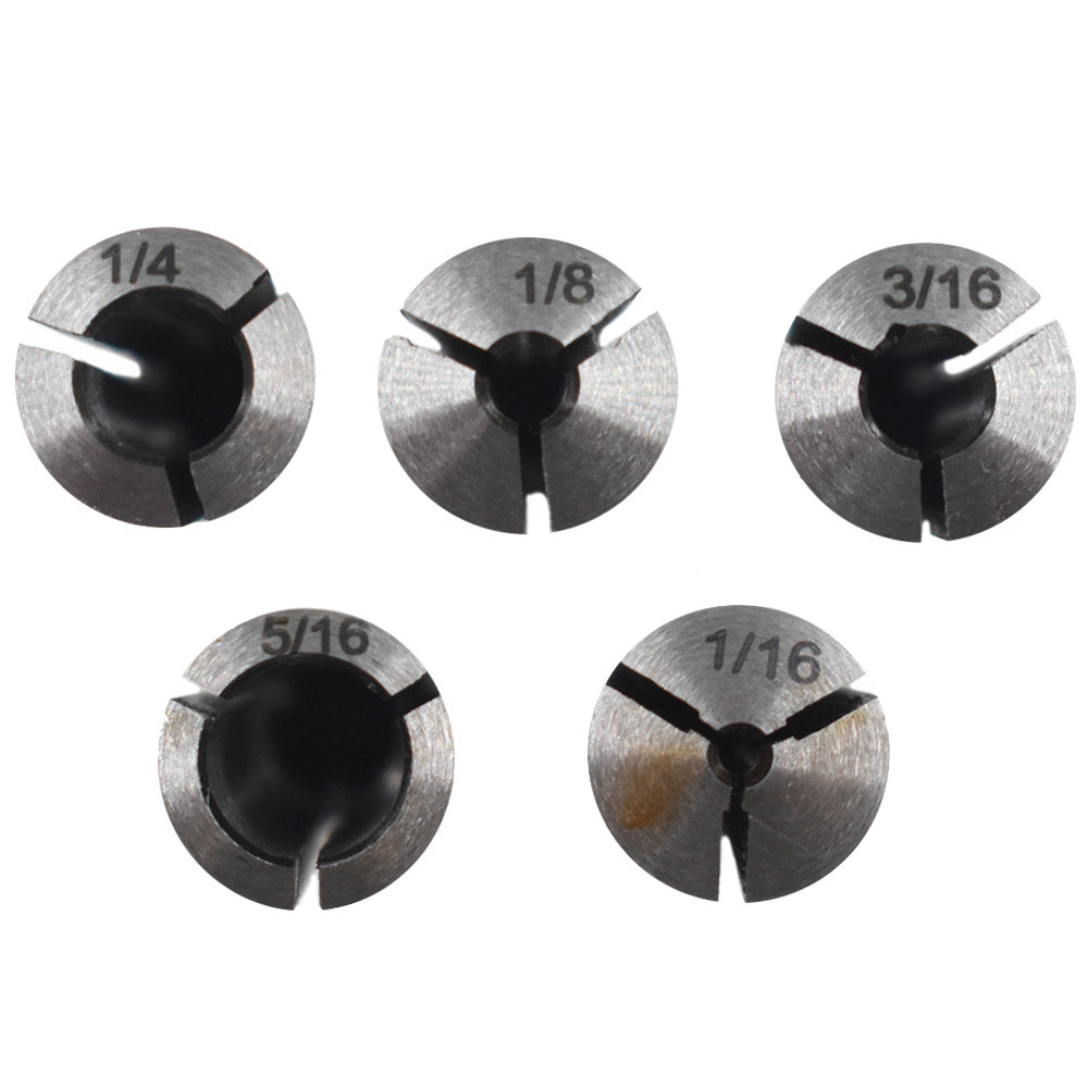findmall 5Pcs MT1 MT Collet Set 1/16" To 5/16" with 1/8" 3/16" 1/4" Round Fit For Bridgeport