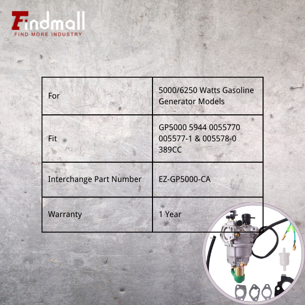 findmall 1 Pc Generator Carburetor For Honda GX340 GX390 8HP 9HP 11HP 13HP With Solenoid