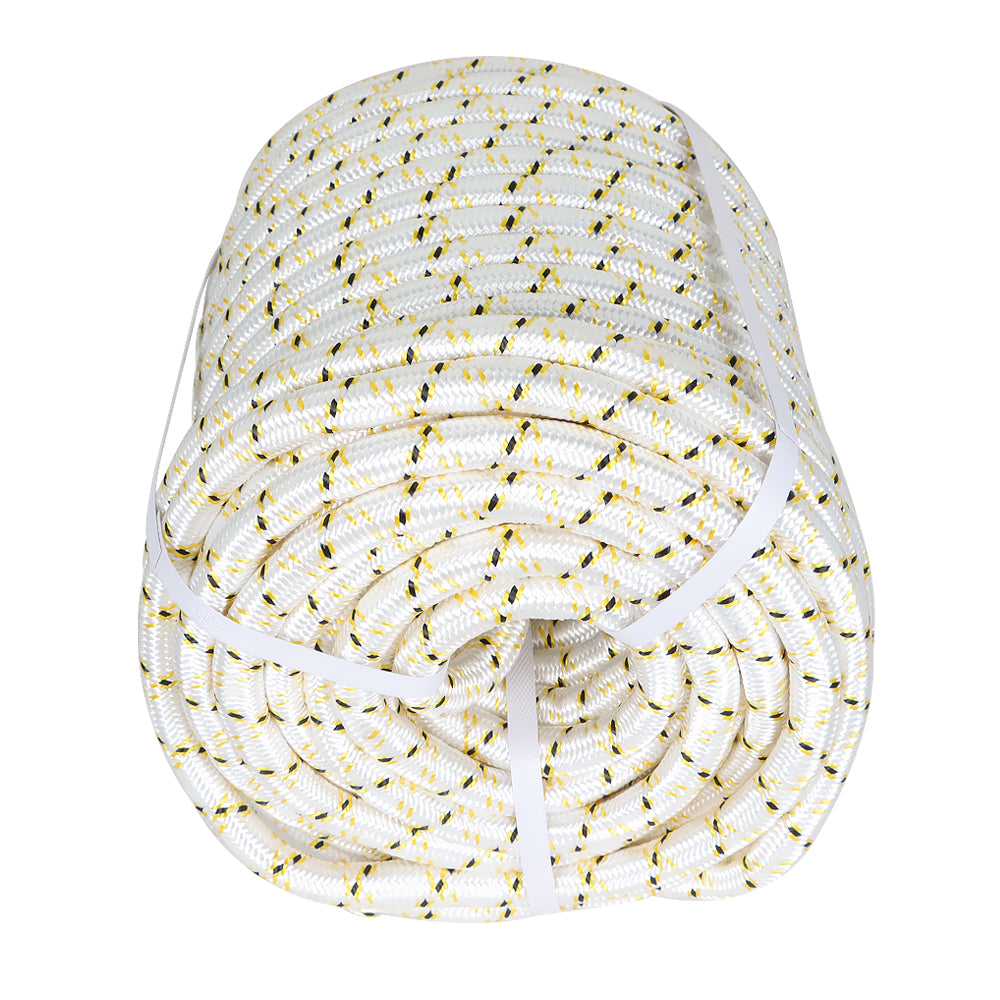 findmall Arborist Tree Rope 24 Strand Braided Rope 3/4" × 150' (White,Yellow,Black) 44KN