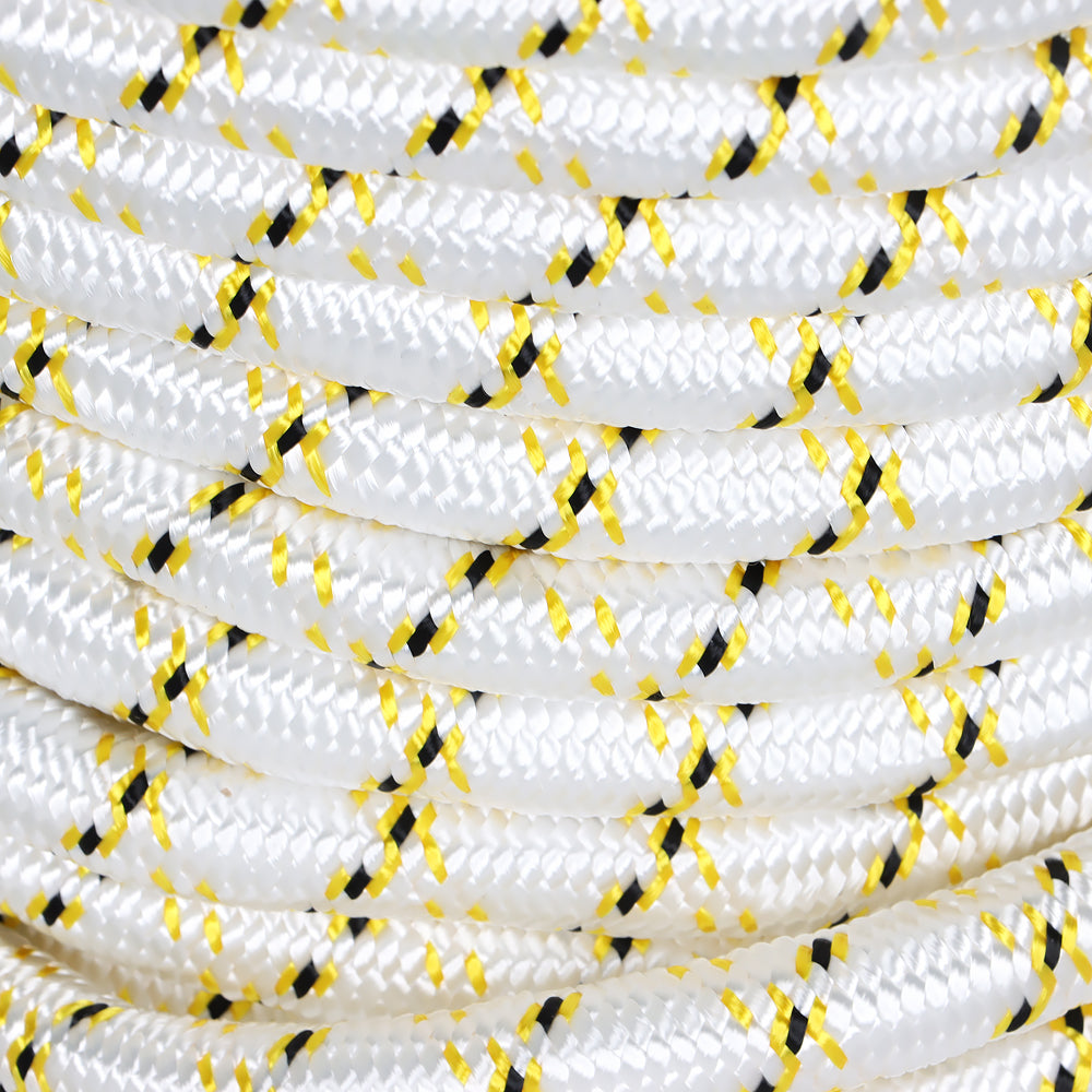findmall Arborist Tree Rope 24 Strand Braided Rope 3/4" × 150' (White,Yellow,Black) 44KN