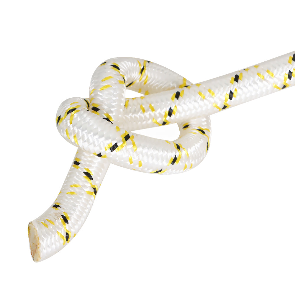 findmall Arborist Tree Rope 24 Strand Braided Rope 3/4" × 150' (White,Yellow,Black) 44KN