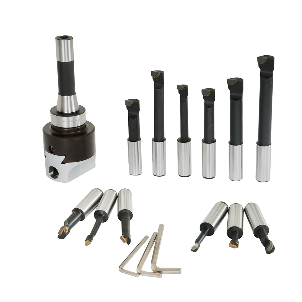 findmall 12Pcs 3 Inch Boring Head R8 Shank 3/4 Inch Carbide Boring Bar Boring Head Bar Milling Set