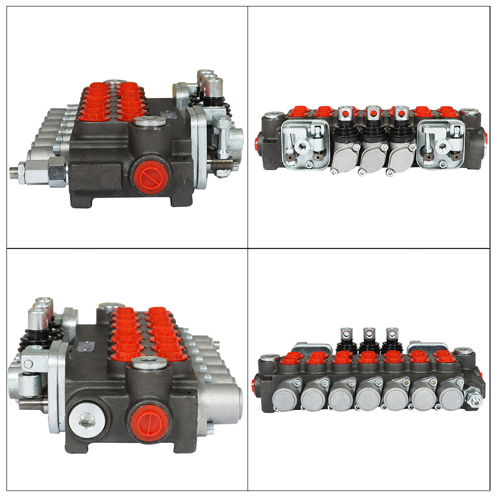findmall 7 Spool Hydraulic Directional Control Valve 11gpm,40L,2 Joystick,BSPP Interface
