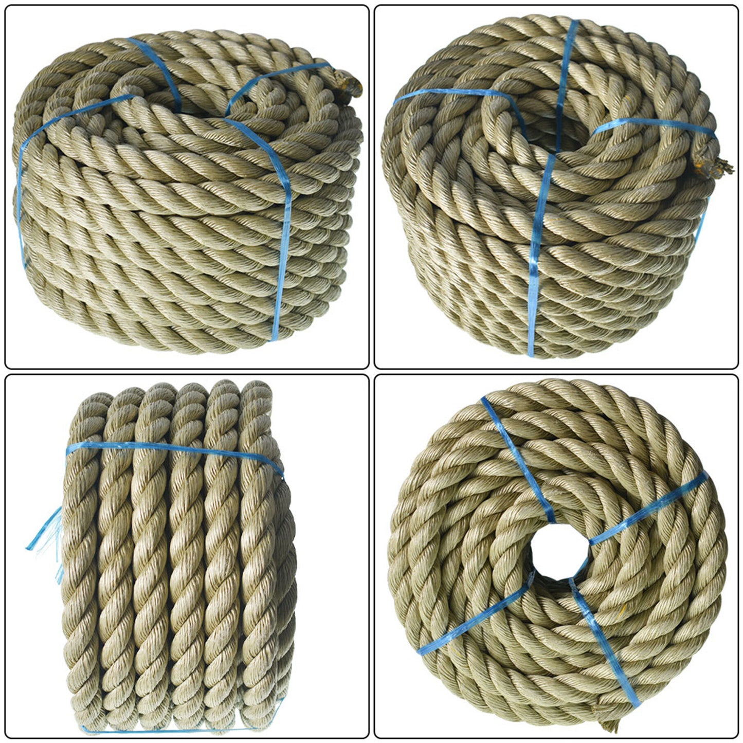 3/4 inch 1 inch Diameter Twisted Manila Rope, Twisted 3 Strand, Polypropylene Rope for Indoor Outdoor Use for Landscaping, Tug of War, Projects and Tie Downs