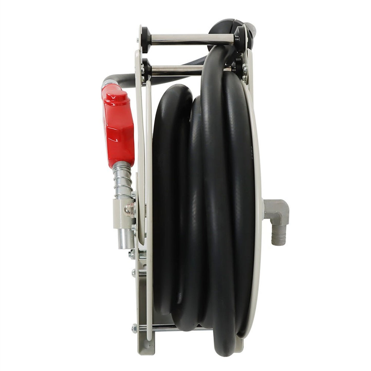 findmall 1 Inch x 33 Ft Diesel Fuel Hose Reel with Fuel Nozzle Heavy Duty Steel Retractable Hose Reel