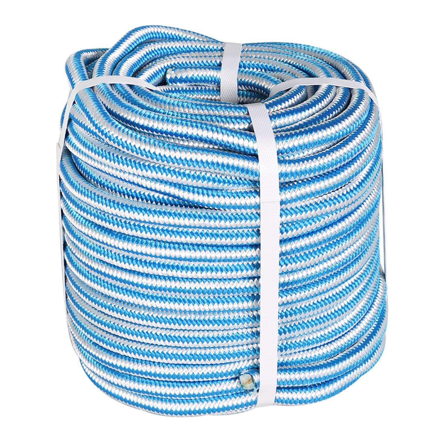 findmall 1/2 Inch 16 Braid Polyester Rope Pulling Ropes Arborist Rigging Rope 150 FT Blue White