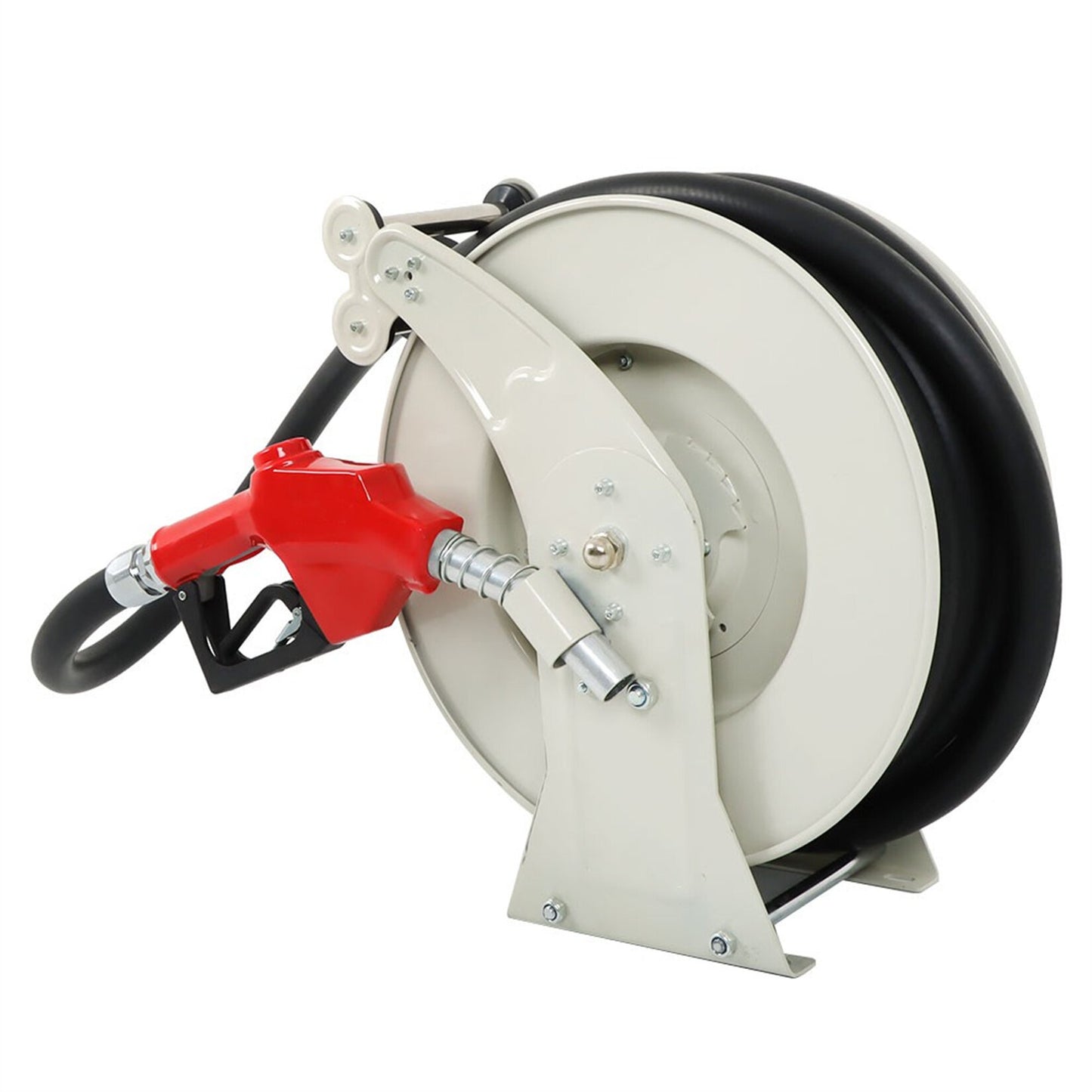 findmall 1 Inch x 33 Ft Diesel Fuel Hose Reel with Fuel Nozzle Heavy Duty Steel Retractable Hose Reel