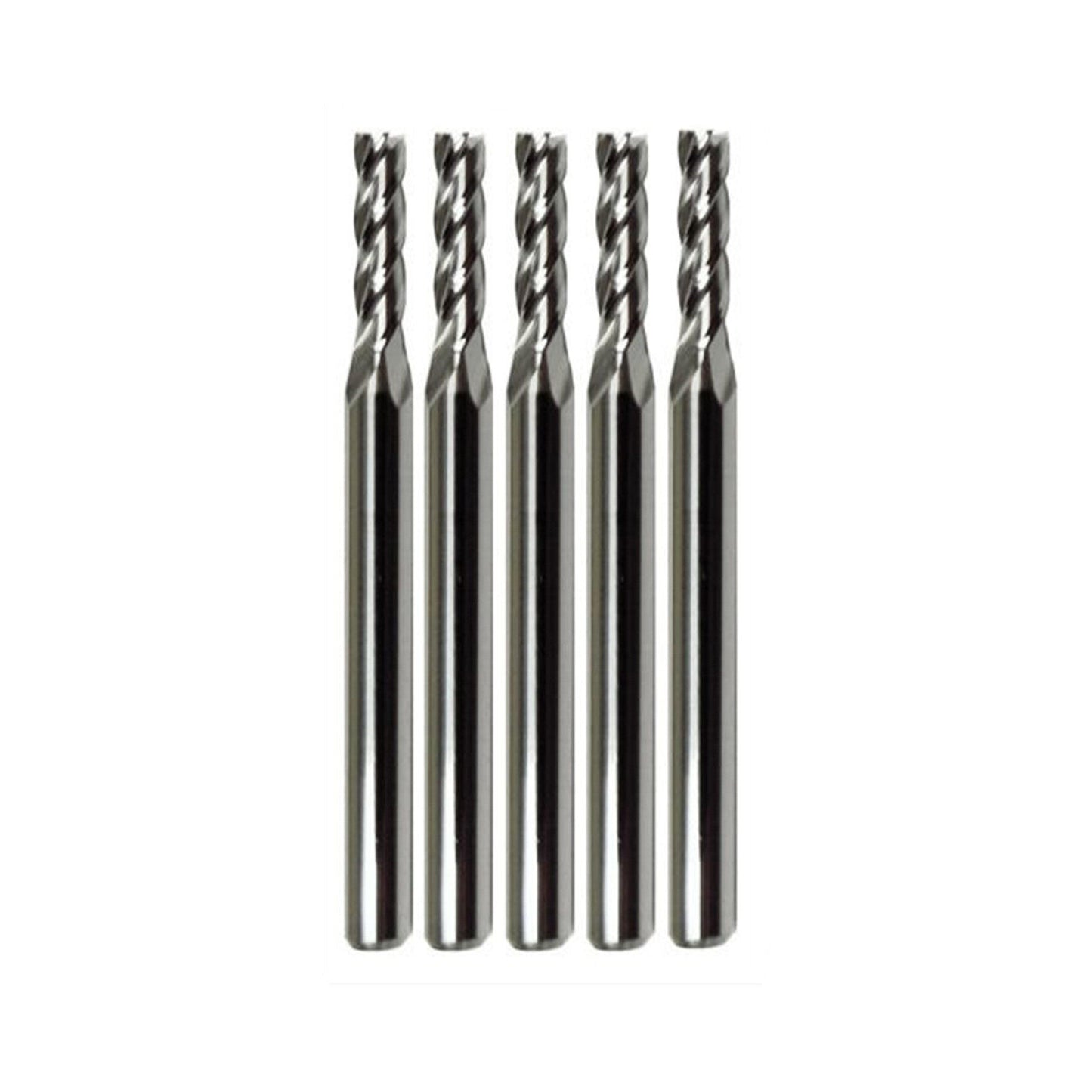 findmall 5Pcs 3/32 Inch Helix Carbide End Mill Tialn Coated 4 Flute 3/8 Inch Length of Cut Fit for Aluminum Cut Non-Ferrous Metal Upcut CNC Spiral Router Bit