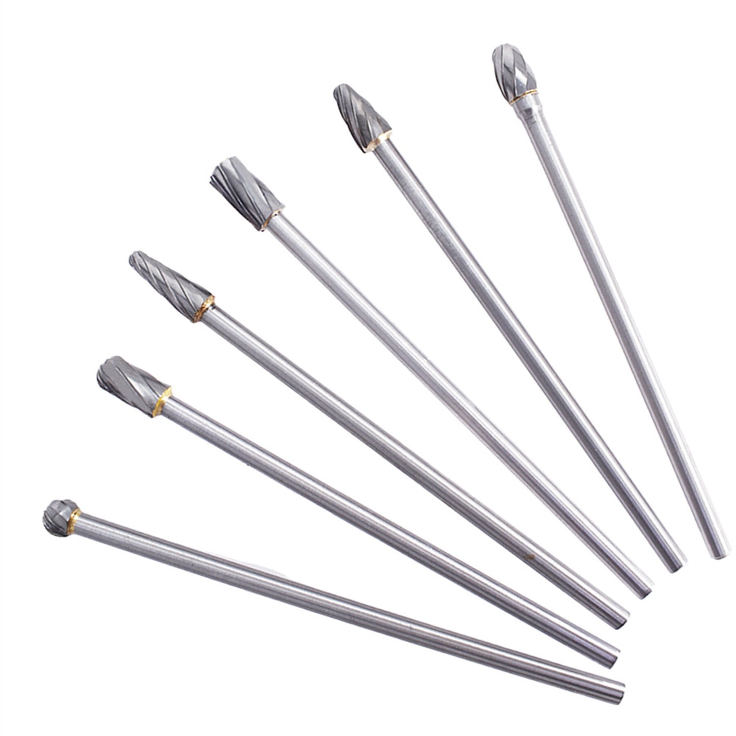 findmall 6Pcs Carbide Alloy Rotary Burr Set 6mm(1/4") Shank 10mm Head 150mm Length for DIY Woodworking Metal Carving Polishing Engraving Drilling