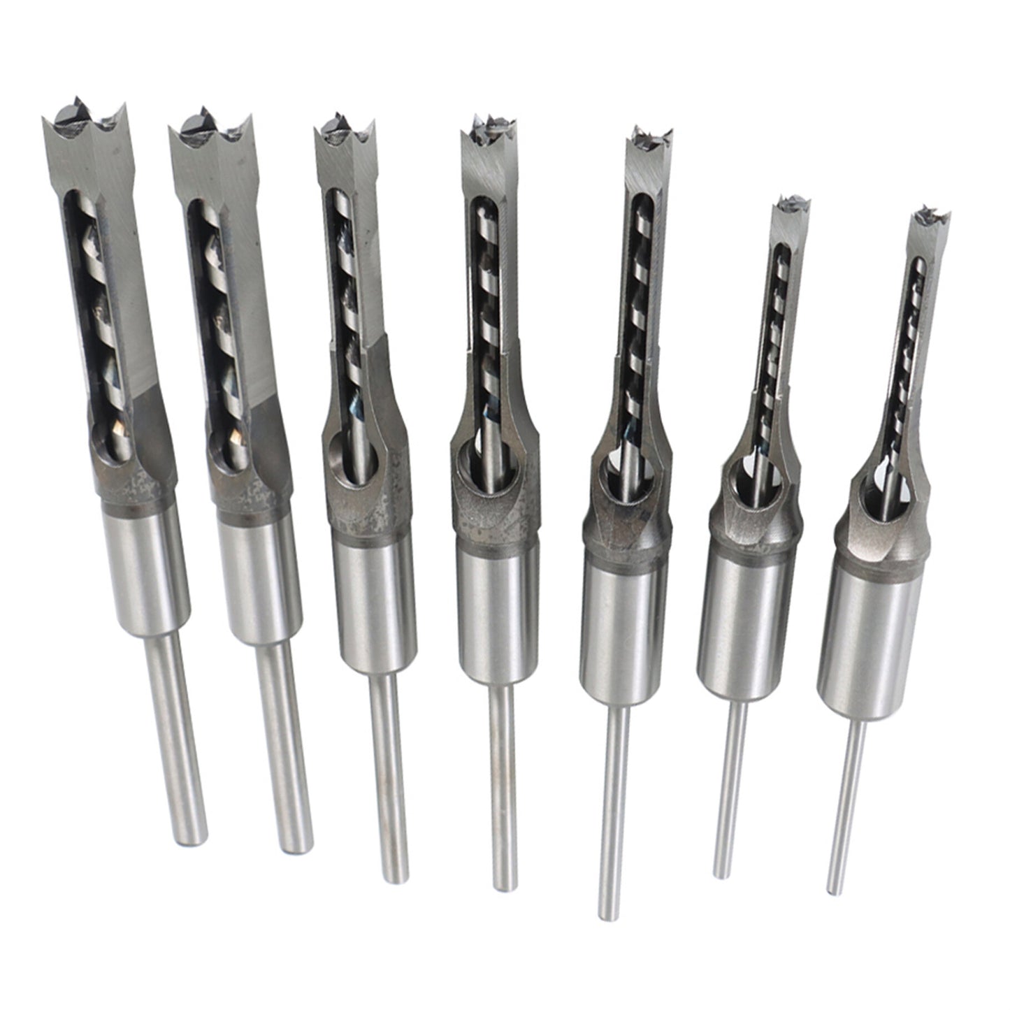 findmall Drill Bit Square Hole High Speed Steel Chisel Bit Set Twist Wood 7 Pcs