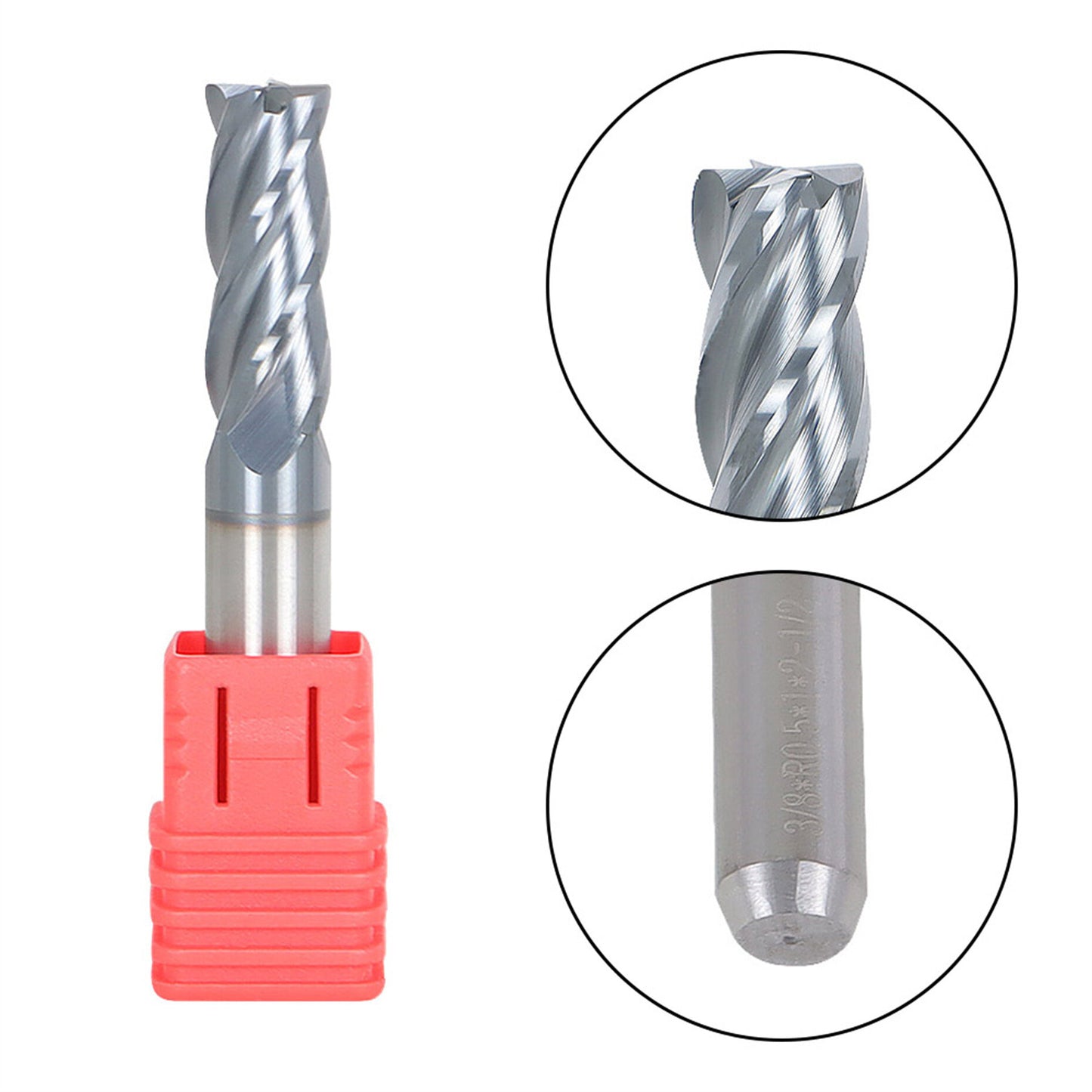 findmall 3/8 Inch Helix Carbide End Mill - .020 Radius Tialn Coated 4 Flute 1 Inch Length of Cut Fit for Aluminum Cut Non-Ferrous Metal Upcut CNC Spiral Router Bit