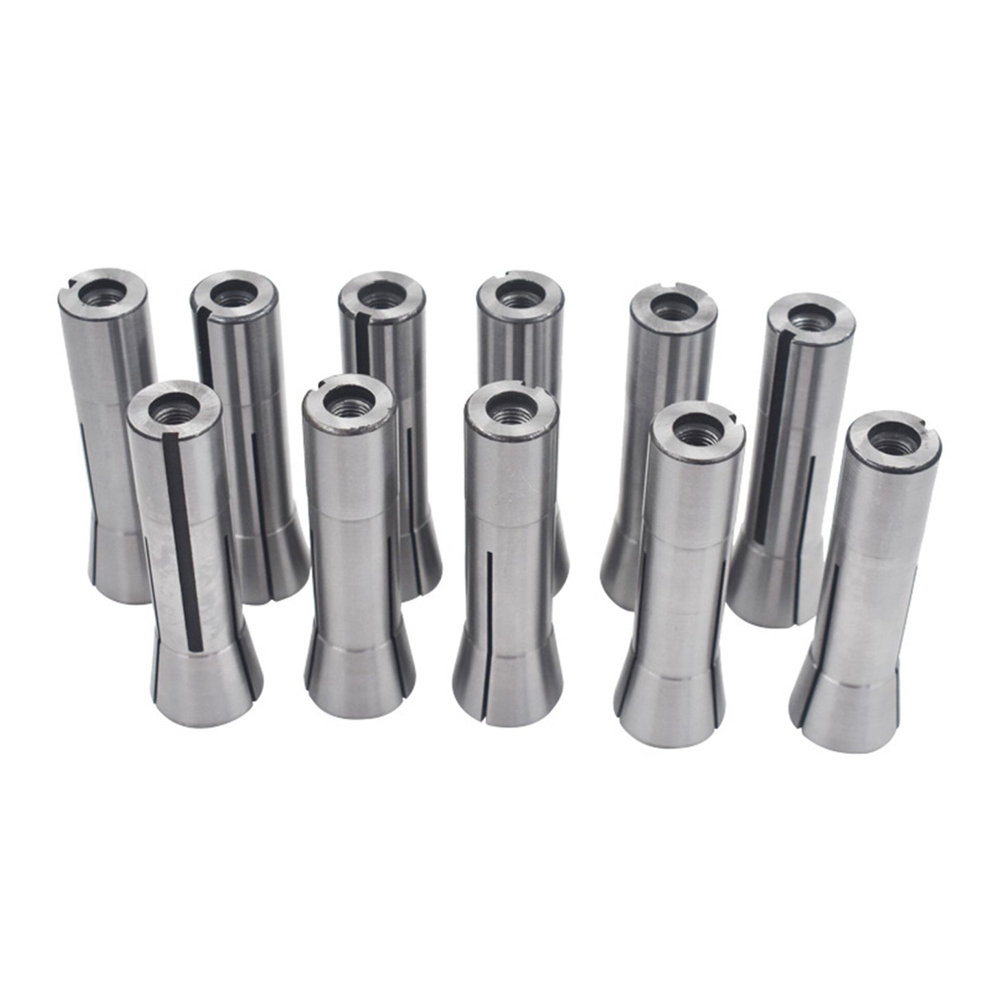 findmall 11Pcs Accuracy R8 Collets Set 1/8" to 3/4" Mill Chuck Holder, 7/16" - 20 Drawbar Thread 0.0006" TIR Round Hole Spring Collet Set