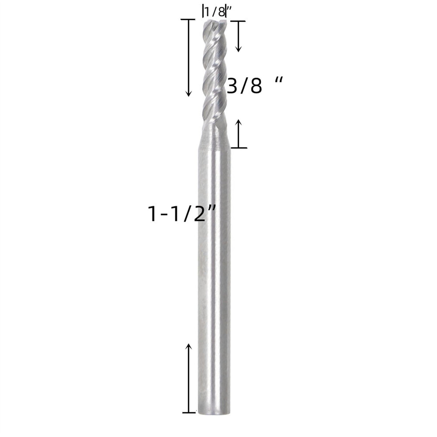 findmall 5Pcs 3/32 Inch Helix Carbide End Mill Tialn Coated 4 Flute 3/8 Inch Length of Cut Fit for Aluminum Cut Non-Ferrous Metal Upcut CNC Spiral Router Bit