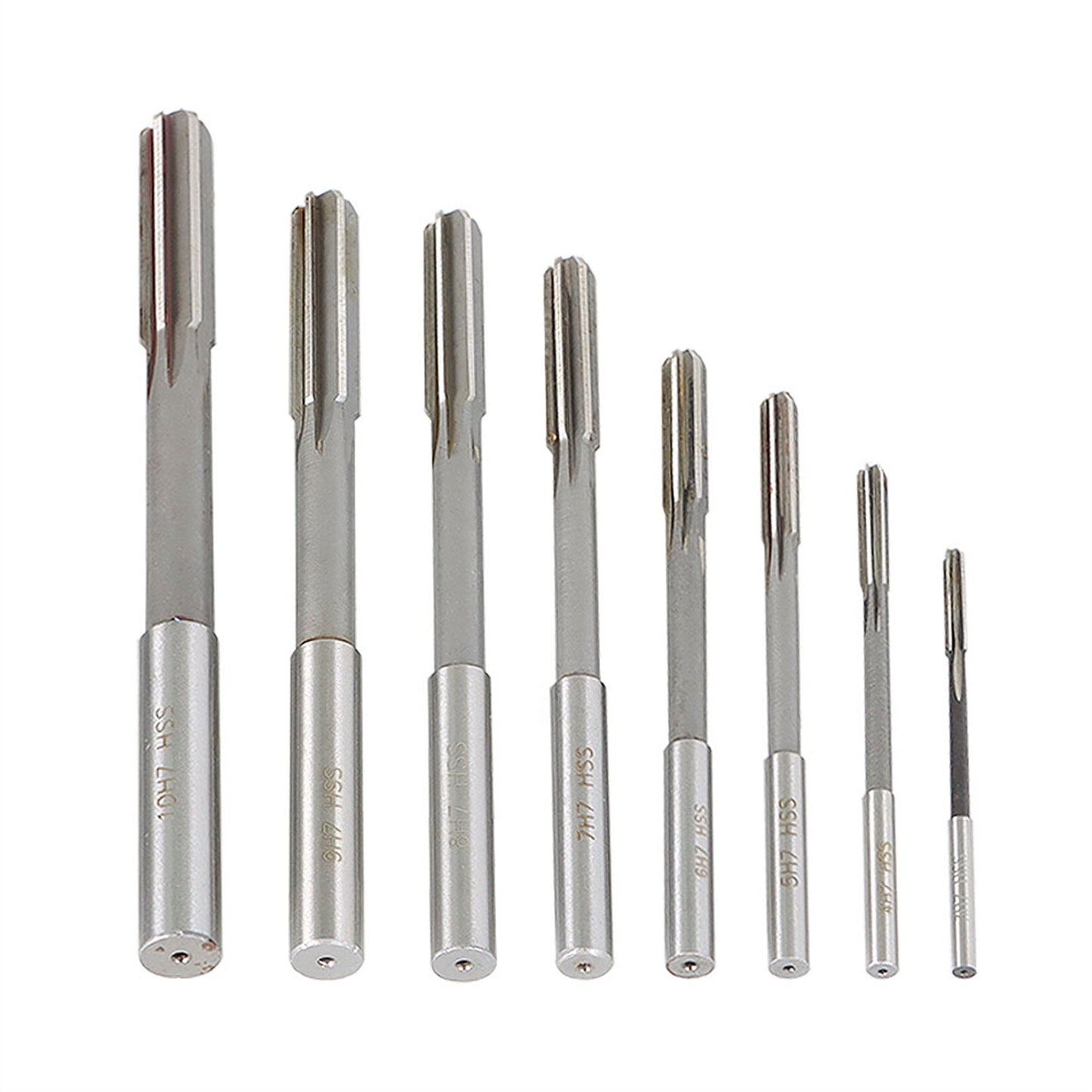 findmall 8PCS Reamer Set 3mm-10mm Chucking Reamer Set Metric Sets H8 HSS Straight Flute Straight Shank Chucking Machine Cutter Milling Reamer Kit for Lathe Machine