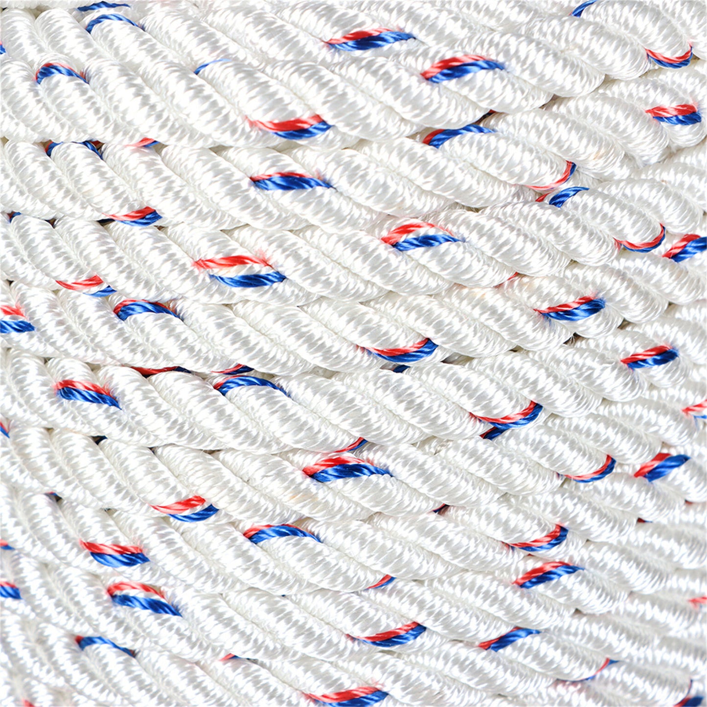 findmall 5/8 In Braid Polyester Rope Bull Rigging High Force Polyester Rope 150 FT White Red Blue