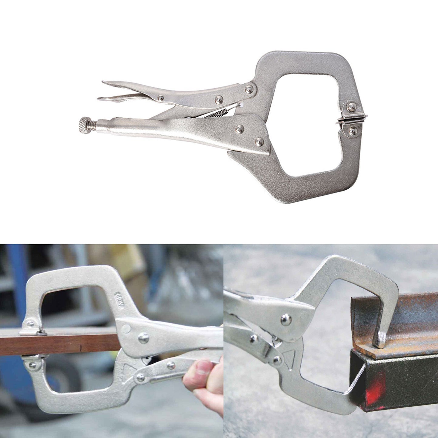 11" Locking C-Clamp 5Pack Locking Pliers Adjustable Welding Clamps w/Regular Tip and Swivel Pad for Shop Home Farm and Automotive