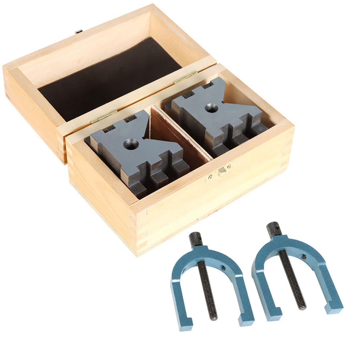 findmall 2-3/8" x 2-3/4" x 2" V-Blocks Clamp Set Hardened Steel Precision Machinist