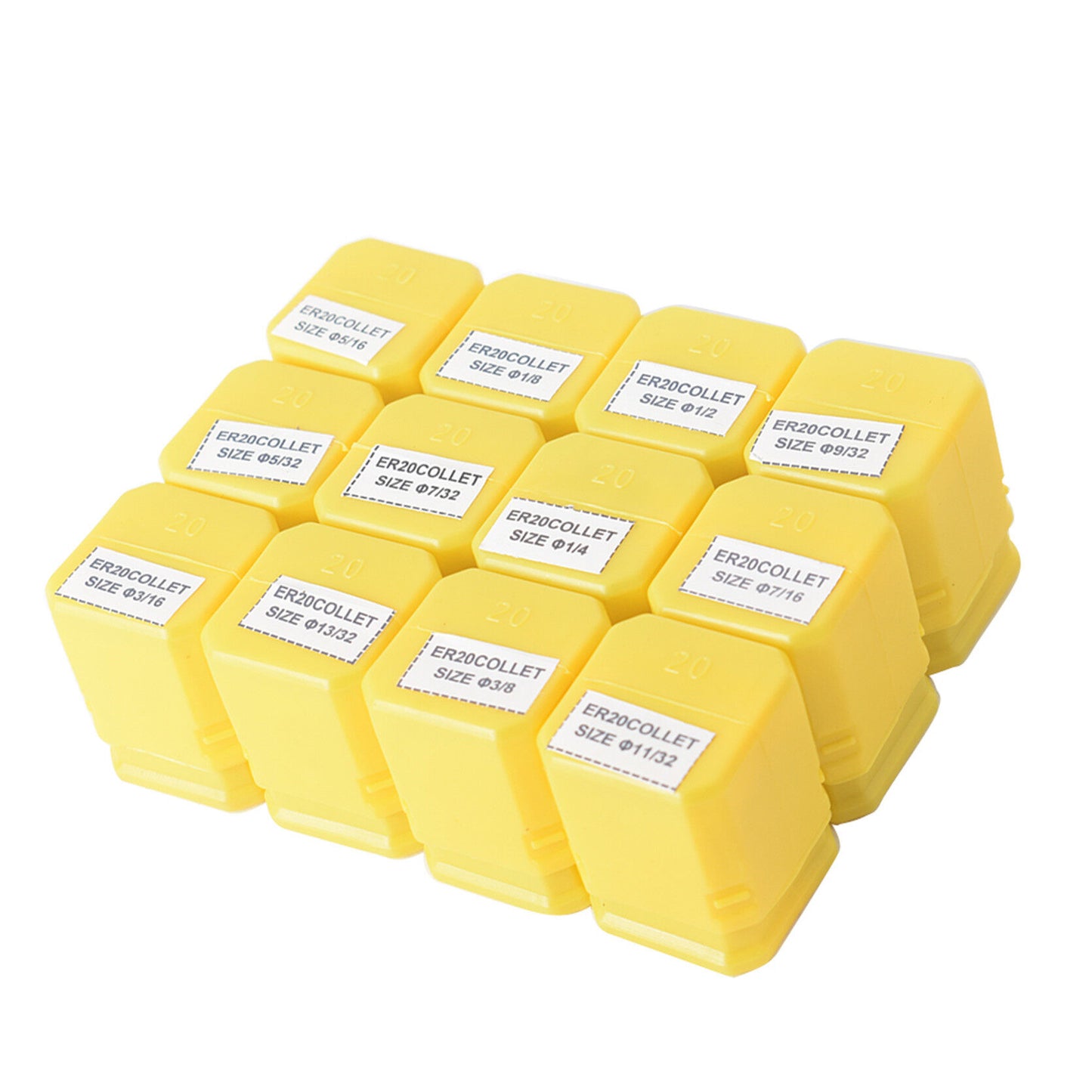 findmall 12Pcs ER20 1/8-1/2 Inch Collet Set ER20 Collet Chuck Spring Collet Set CNC Engraving Milling Lathe Chuck Tool Fit for CNC Engraving Machine and Milling Lathe Tool