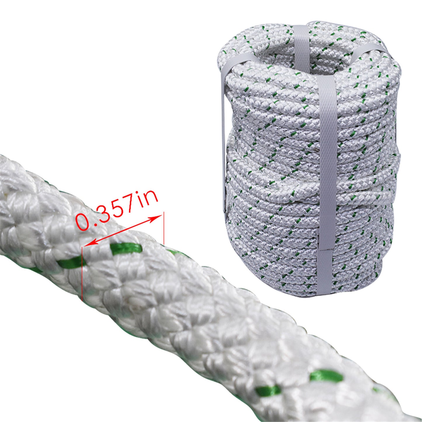findmall 3/8 Inch x 100 Feet Double Braid Polyester Rope 4800Lbs Breaking Strength Strong Pulling Rope for Tree Work Camping Swings