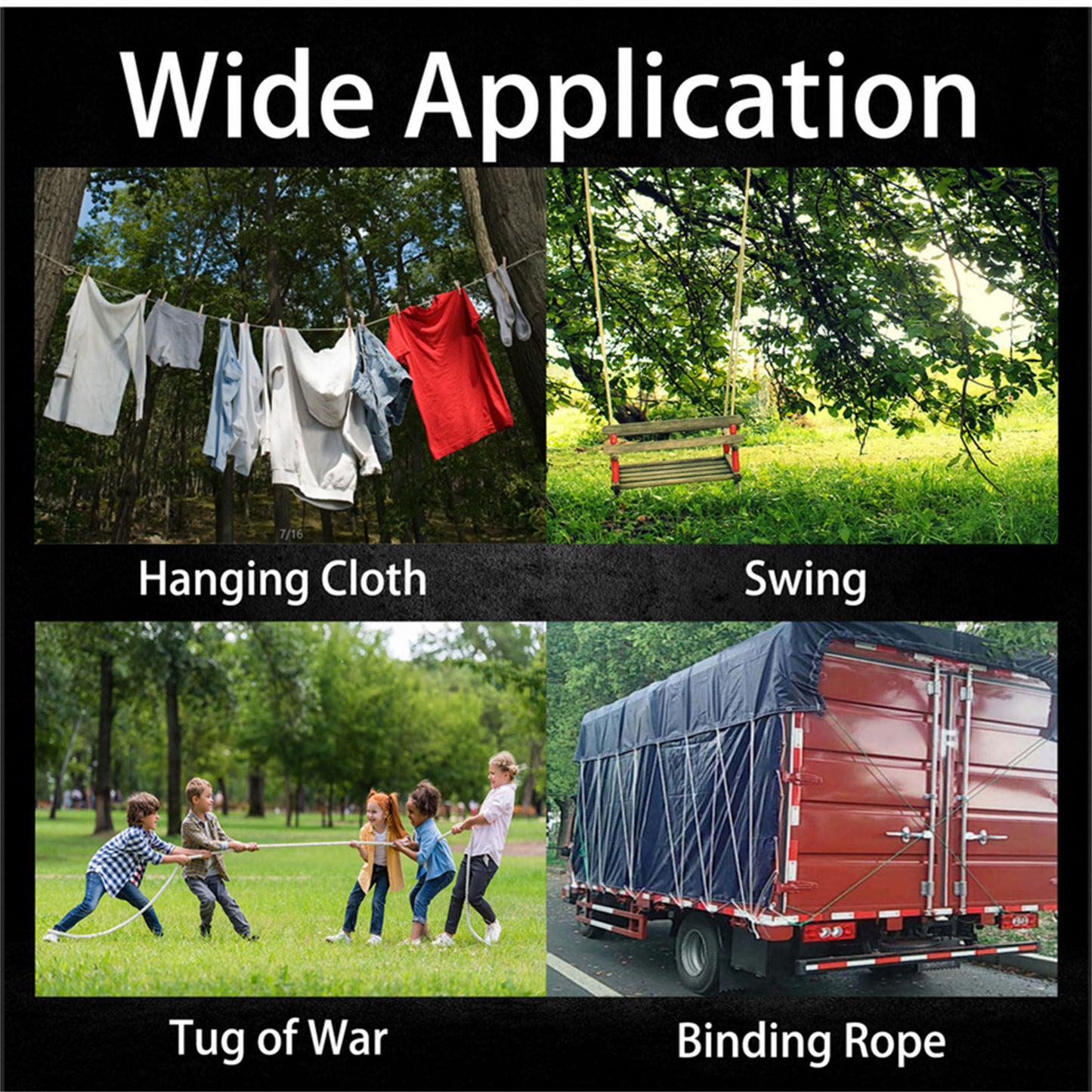 findmall 5/8 IN Braid Polyester Rope Bull Rigging High Force Polyester Rope 100 FT White With Red