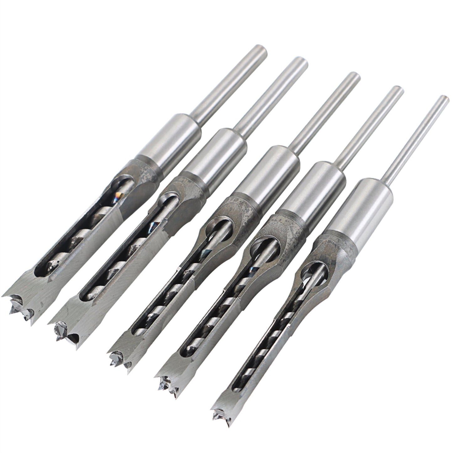 findmall Drill Bit Square Hole High Speed Steel Chisel Bit Set Twist Wood 7 Pcs