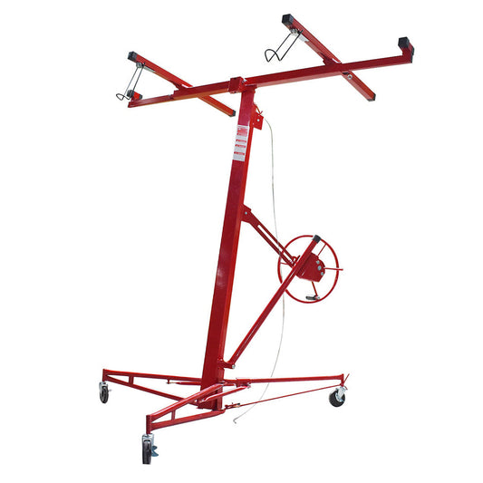 findmall 16FT Drywall Lift Plasterboard Panel Rolling Lifter Lockable Safety Lock Red
