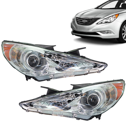 Findmall Headlight Assemblies for 2011–2014 Hyundai Sonata Front Left and Right, Replaces 92101-3Q000 and 92102-3Q000