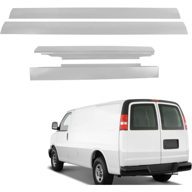 Findmall 4-Piece Outer Rocker Panel Set for 1996-2014 Chevrolet Express GMC Savana, Silver