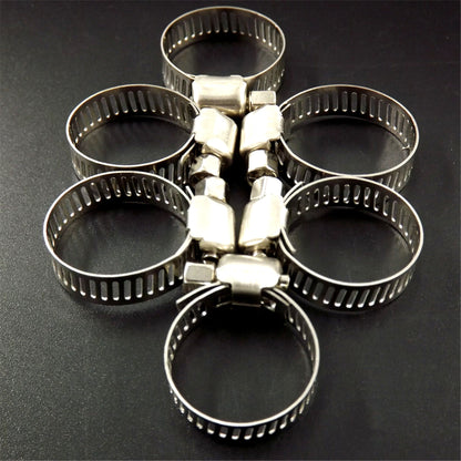 50pcs 3/8"-1/2"Adjustable Stainless Steel Drive Hose Clamps Fuel Line Worm Clip