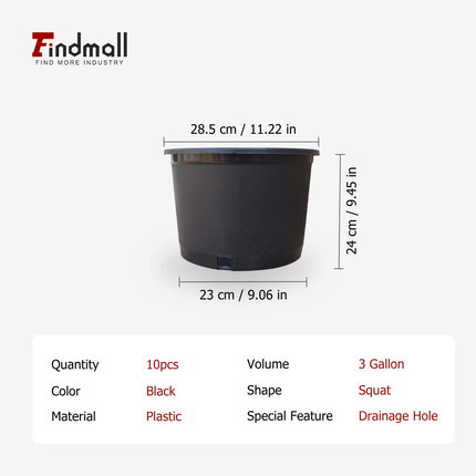 findmall 10pc Plastic Nursery Plant Pots with Drainage Holes – Durable Garden Planters for Flowers, Herbs & Vegetables