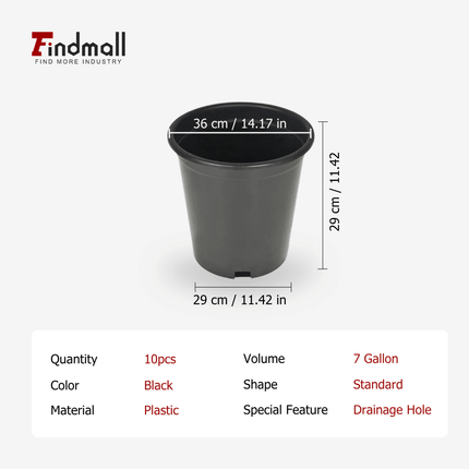 findmall 10pc Plastic Nursery Plant Pots with Drainage Holes – Durable Garden Planters for Flowers, Herbs & Vegetables