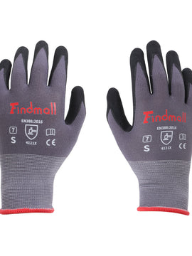 findmall 3-12 Pairs Micro-Foam Nitrile Coated Work Gloves – Seamless Knit Nylon Safety Gloves for Home & Industrial Use