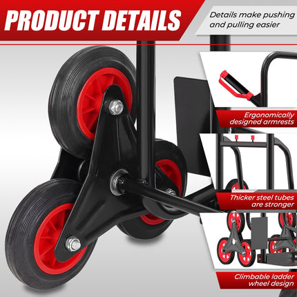 Findmall Stair Climber Hand Truck Dolly Black 330 lb Carbon Steel Stair Climbing Hand Truck