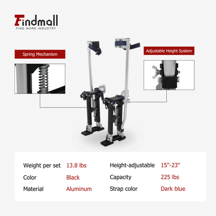 findmall 15–48 Inch Adjustable Drywall Stilts – Aluminum Tool Stilts for Painting, Drywall Installation & Cleaning