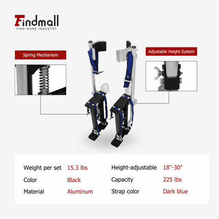 findmall 15–48 Inch Adjustable Drywall Stilts – Aluminum Tool Stilts for Painting, Drywall Installation & Cleaning