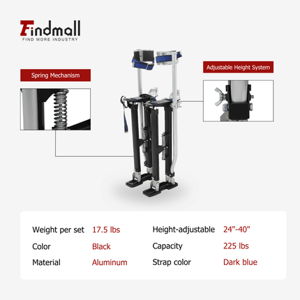 findmall 15–48 Inch Adjustable Drywall Stilts – Aluminum Tool Stilts for Painting, Drywall Installation & Cleaning