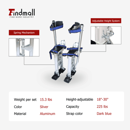 findmall 15–48 Inch Adjustable Drywall Stilts – Aluminum Tool Stilts for Painting, Drywall Installation & Cleaning