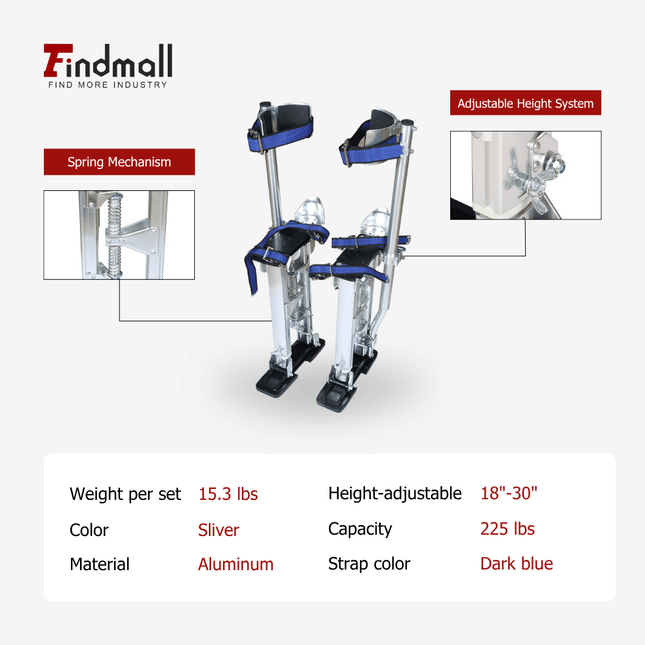 findmall 15–48 Inch Adjustable Drywall Stilts – Aluminum Tool Stilts for Painting, Drywall Installation & Cleaning