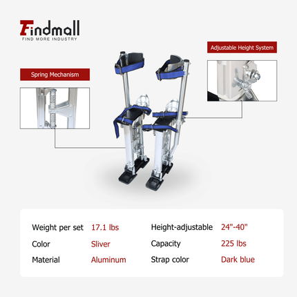findmall 15–48 Inch Adjustable Drywall Stilts – Aluminum Tool Stilts for Painting, Drywall Installation & Cleaning