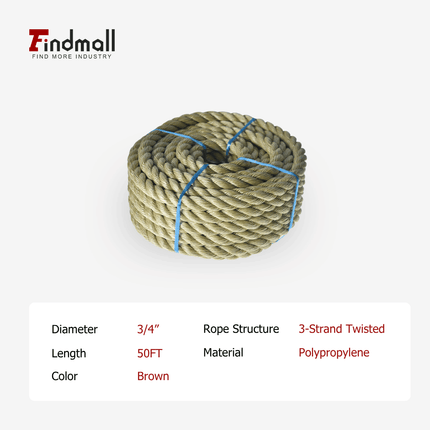 findmall 3-Strand Polyethylene Rope – Durable PE Twisted Rope for Camping, Swing, Outdoor & Indoor Utility Use