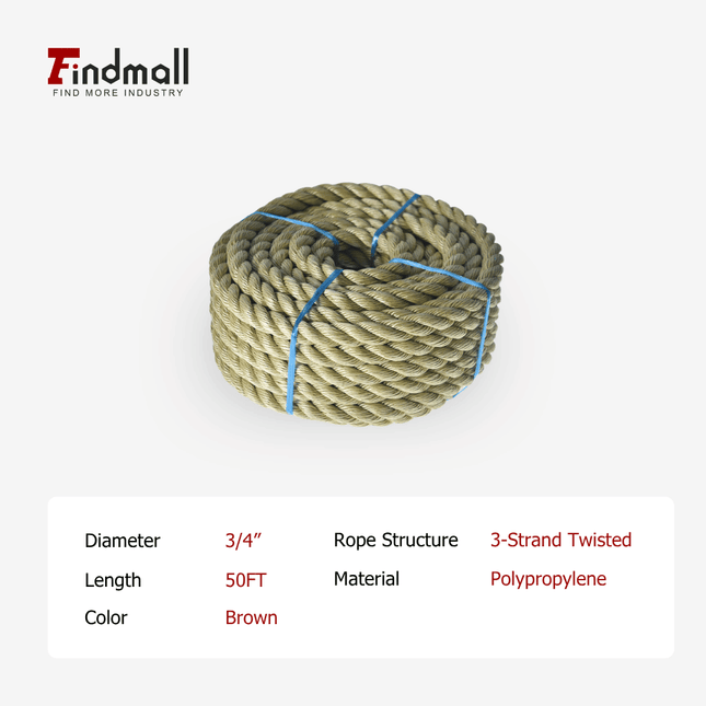 findmall 3-Strand Polyethylene Rope – Durable PE Twisted Rope for Camping, Swing, Outdoor & Indoor Utility Use